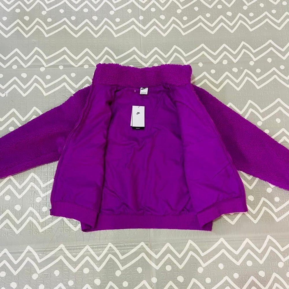 Vintage retro Nike Sherpa fuzzy thick purple pink jacket coat - Picture 7 of 10
